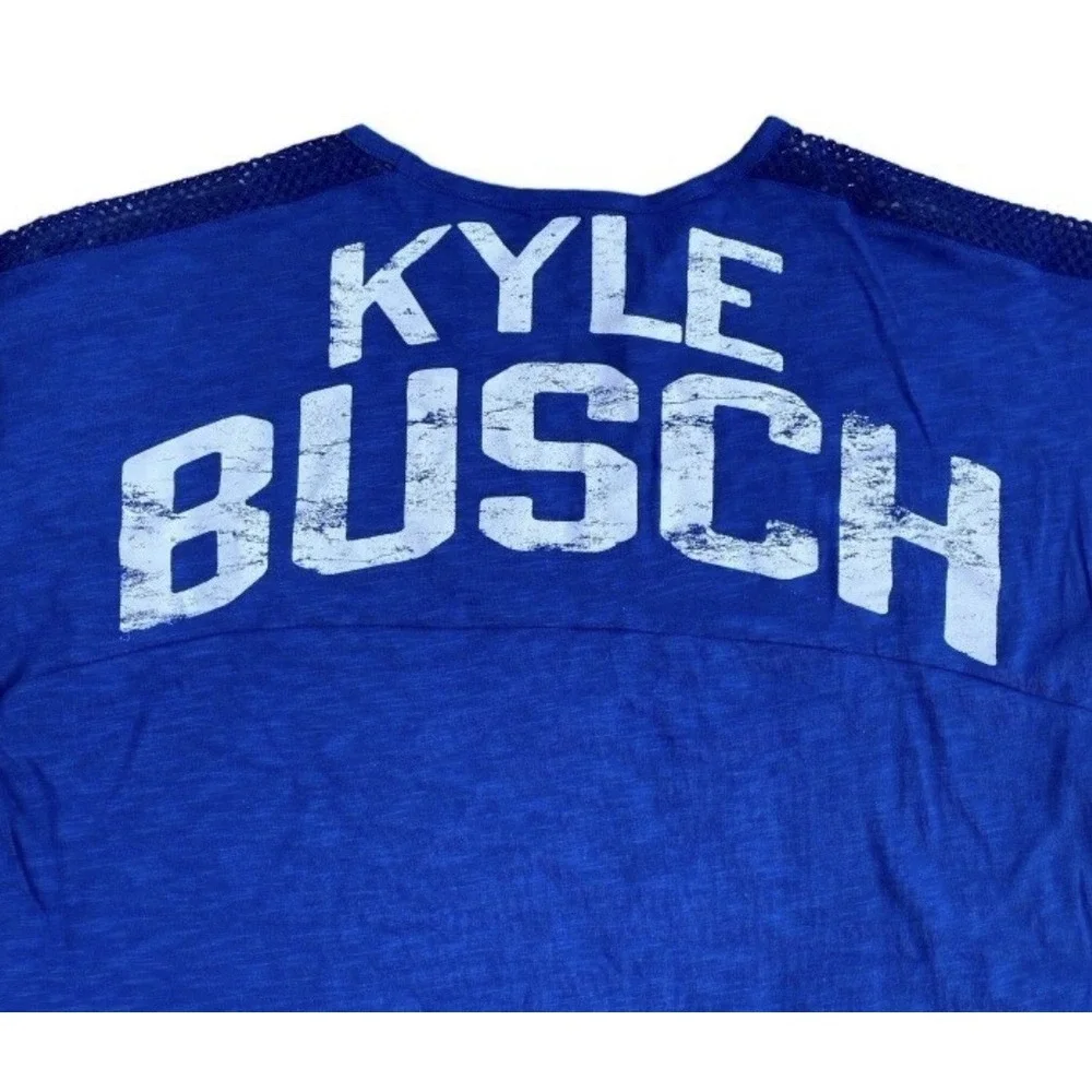 Kyle Busch T-Shirt Starter Womens Medium 3/4‎ Sleeve Scoop Neck Royal White NWT - Picture 4 of 10